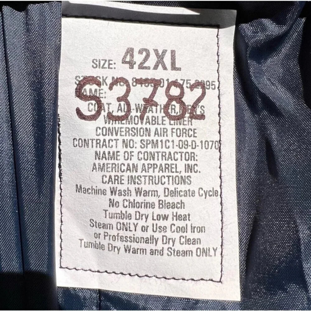 🌻Conversion Air Force Blue All-Weather Military Trench Coat Size 42XL